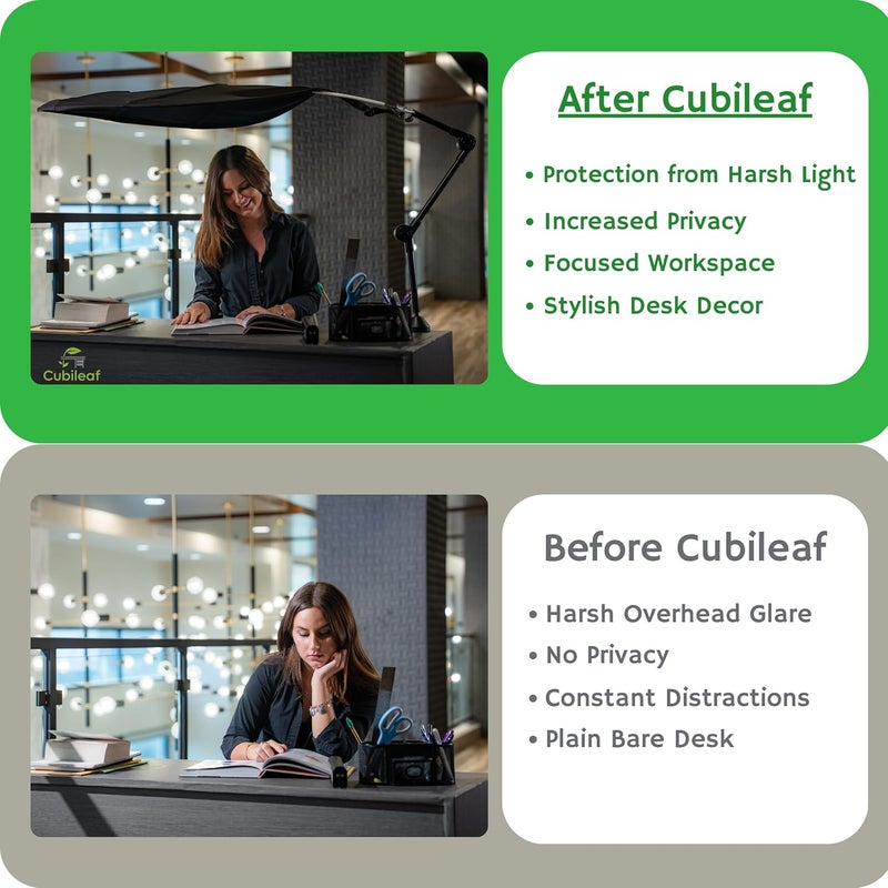 Cubileaf ظل قماش الكيوبل - درع ضوء الكيوبل المتين - ورقة المكتب لحجب الضوء العلوي - مظلة خصوصية الكيوبل - مظلة مكتب سهلة التجميع - مظلة شمسية للمكتب - Image 2